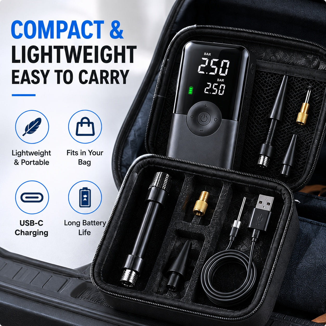 Carviteck™ AirGo X1 Cordless Tire Inflator